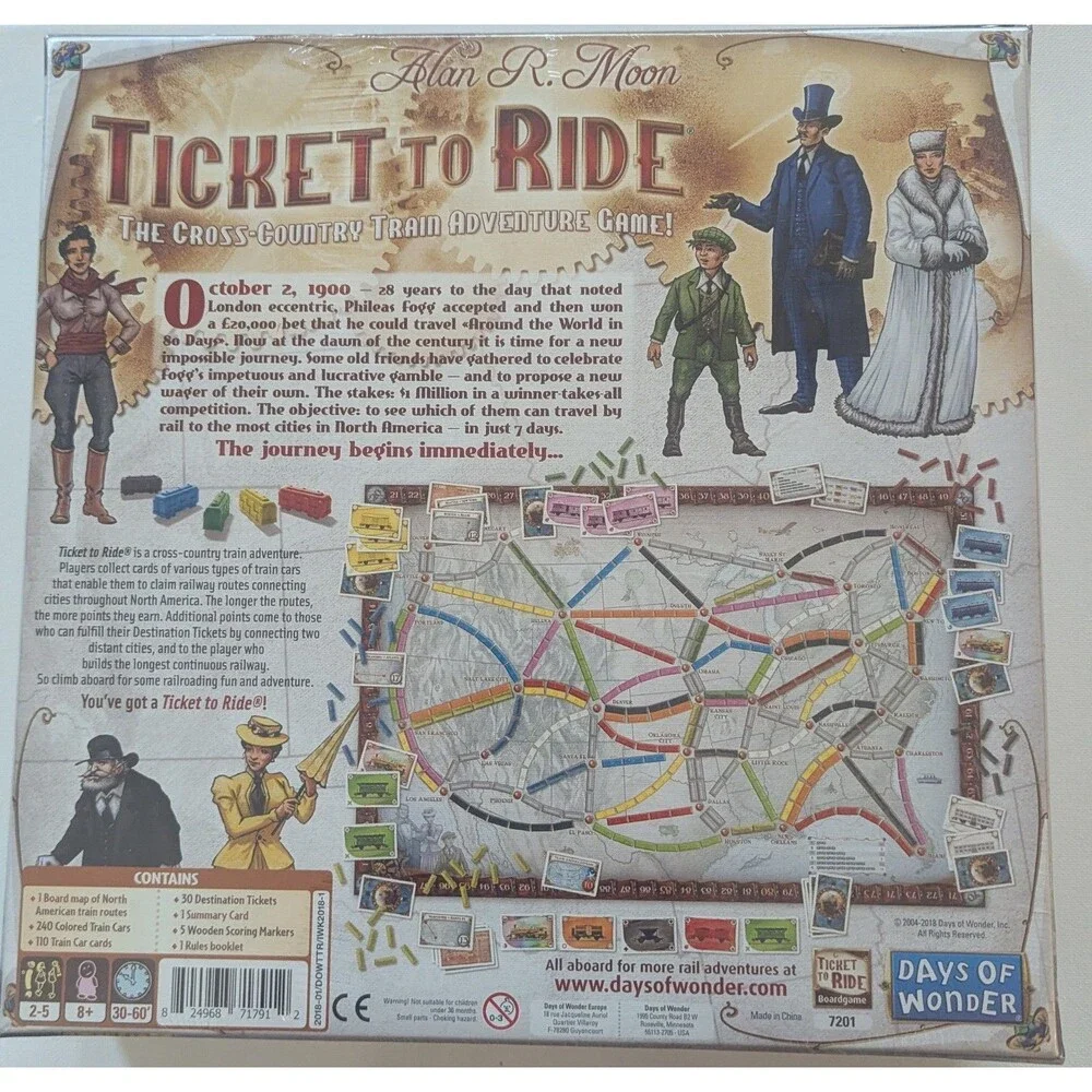 Ticket To Ride Board Game (Alan R. Moon) Days of Wonder Board Game NEW & SEALED